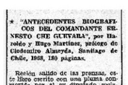 Antecedentes biográficos del Comandante Ernesto Che Guevara