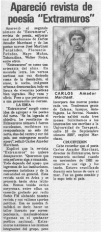 Apareció revista de poesía "Extramuros".