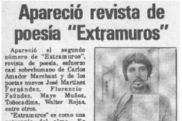 Apareció revista de poesía "Extramuros".