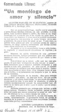 Un monólogo de amor y silencio