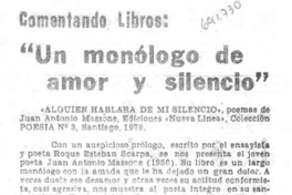 Un monólogo de amor y silencio