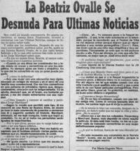 La Beatriz Ovalle se desnuda para Ultimas Noticias