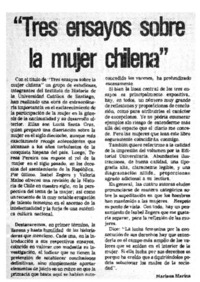 Tres ensayos sobre la mujer chilena"