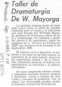 Taller de dramaturgia de W. Mayorga.