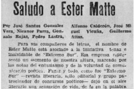 Saludo a Ester Matte