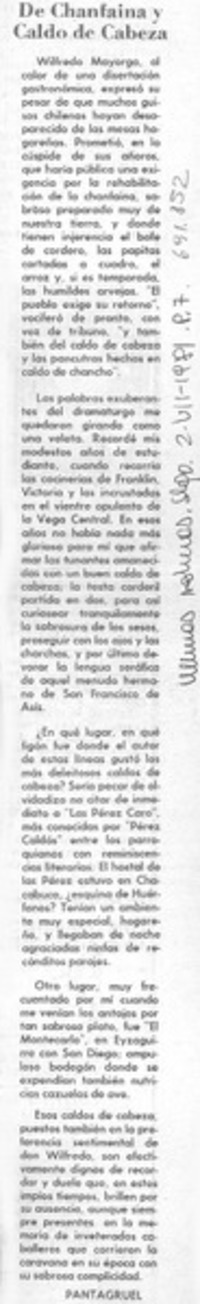 De chanfaina y caldo de cabeza