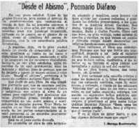 Desde el abismo", poemario diáfano