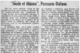 Desde el abismo", poemario diáfano