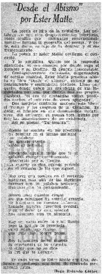 Desde el abismo", por Ester Matte