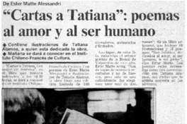 Cartas a Tatiana", poemas al amor y al ser humano.