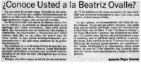 Conoce usted a la Beatriz Ovalle?