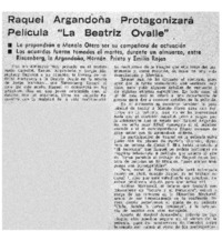 Raquel Argandoña protagonizará película "La Beatriz Ovalle".