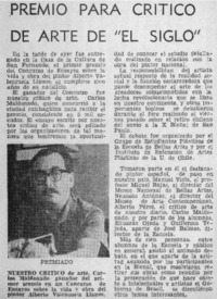 Premio para crítico de arte de "El Siglo".