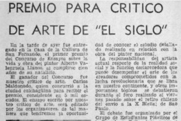 Premio para crítico de arte de "El Siglo".