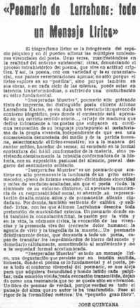 Poemario de Larrahona: todo un mensaje