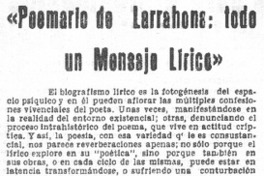 Poemario de Larrahona: todo un mensaje