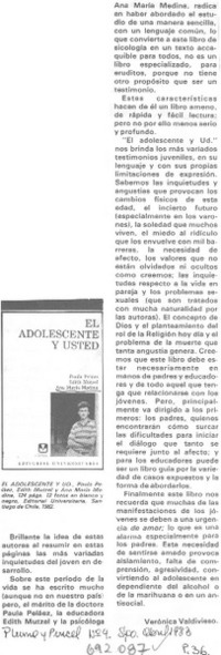 El adolescente y Ud.