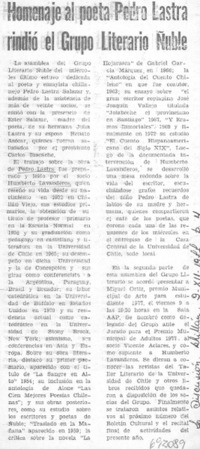 Homenaje al poeta Pedro Lastra rindió el grupo literario Ñuble.