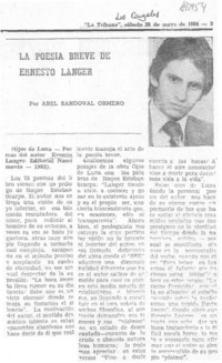 La poesía breve de Ernesto Langer