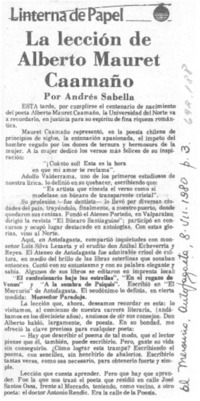 La lección de Alberto Mauret Caamaño