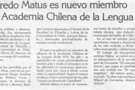Alfredo Matus es nuevo miembro de Academia Chilena de la Lengua.
