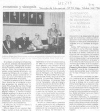 Catedrático Alfredo Matus se incorporó a la Academia Chilena de la Lengua.