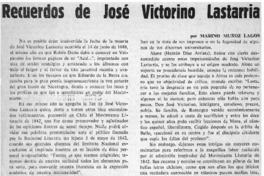 Recuerdos de José Victorino Lastarria