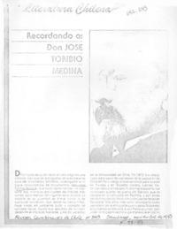 Recordando a Don José Toribio Medina