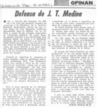 Defensa de J. T. Medina