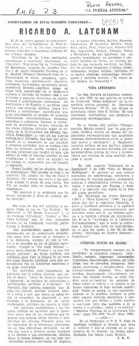 Ricardo A. Latcham : [comentario]