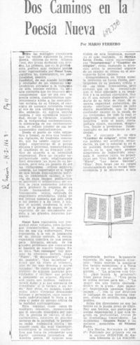 Dos caminos en la poesía nueva