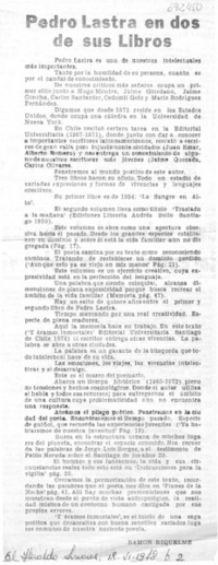 Pedro Lastra en dos de sus libros