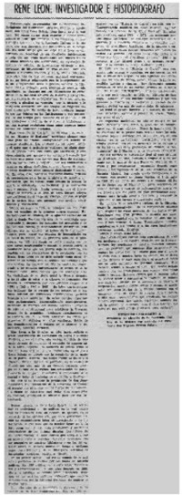 León Echaiz, René León, investigador e historiógrafo