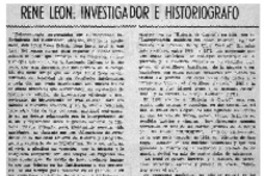 León Echaiz, René León, investigador e historiógrafo