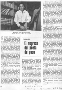 El regreso del poeta de paso: [entrevista]