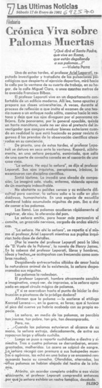 Crónica viva sobre palomas muertas