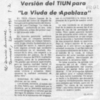 Versión del TIUN para "La viuda de Apablaza"