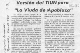 Versión del TIUN para "La viuda de Apablaza"