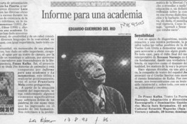 Informe para una academia  [artículo] Eduardo Guerrero del Río.