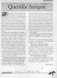 Queridos amigos  [artículo] Pablo Guíñez.