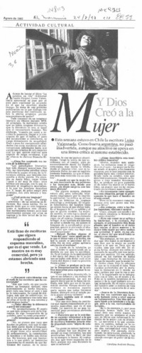 Y Dios creó a la mujer  [artículo] Carolina Andonie Dracos.
