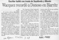 Wacquez recordó a Donoso en Biarritz  [artículo].