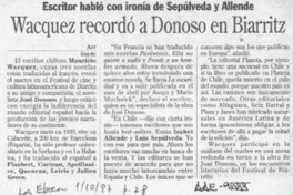 Wacquez recordó a Donoso en Biarritz  [artículo].