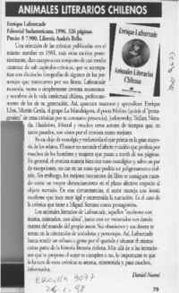 Animales literarios chilenos  [artículo] Daniel Noemi.
