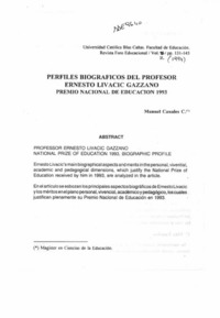 Perfiles biográficos del profesor Ernesto Livavic Gazzano  [artículo] Manuel Canales C.