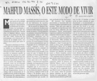 Mahfud Massis, o este modo de vivir