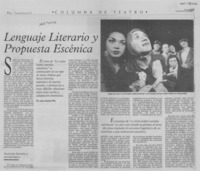 Lenguaje literario y propuesta escénica