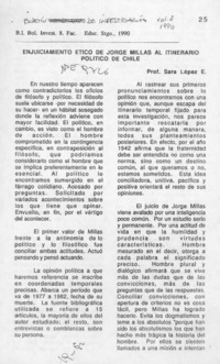 Enjuiciamiento ético de Jorge Millas al itinerario político de Chile  [artículo] Sara López E.