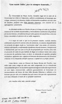 "Con razón "Félix", por lo siempre honrado --"  [artículo] Norman Cortés Larrieu.