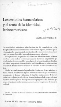 Los estudios humanísticos y el tema de la identidad latinoamericana  [artículo] Marta Contreras B.